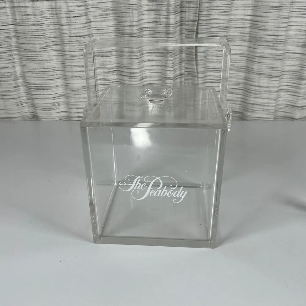 The Peabody Hotel Vintage Clear Acrylic Ice Bucket with Lid and Tongs Square MCM